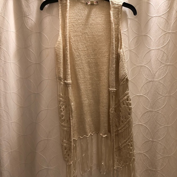 It's Our Time Jackets & Blazers - Cream Fringe Crochet Vest, Small, NWOT It's Our Time Jackets & Blazers - Cream Fringe Crochet Vest, Small, NWOT